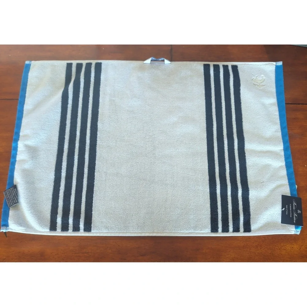 Brooks Brothers Nautical Stripe Dark Blue and White Bath Mat Bathroom Rug